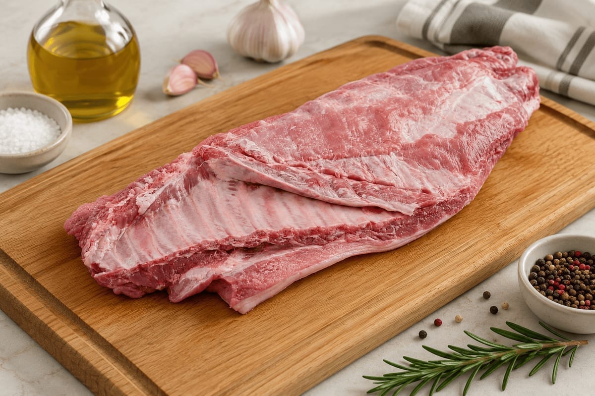 Panceta con piel con hueso — Crudo en cocina